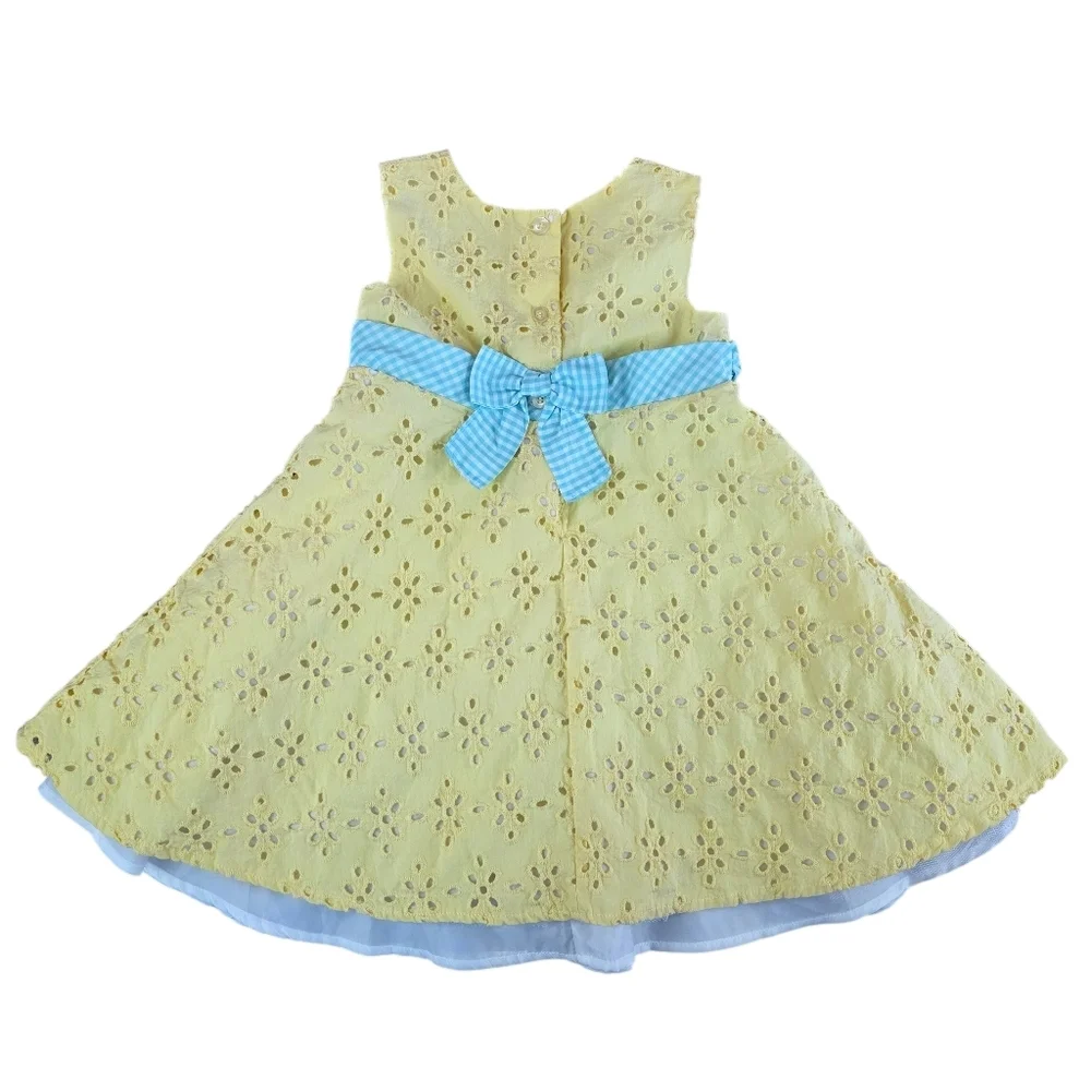 Blueberi Boulevard Girls Yellow Flower Eyelet Dress Size 2T Easter Party Spring